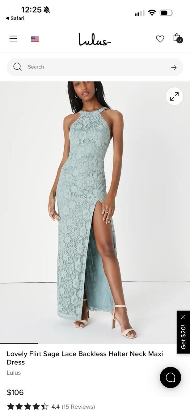 NEW Lulu’s Lovely Flirt Sage Lace Halter Neck Maxi Dress XL Bridesmaid Wedding